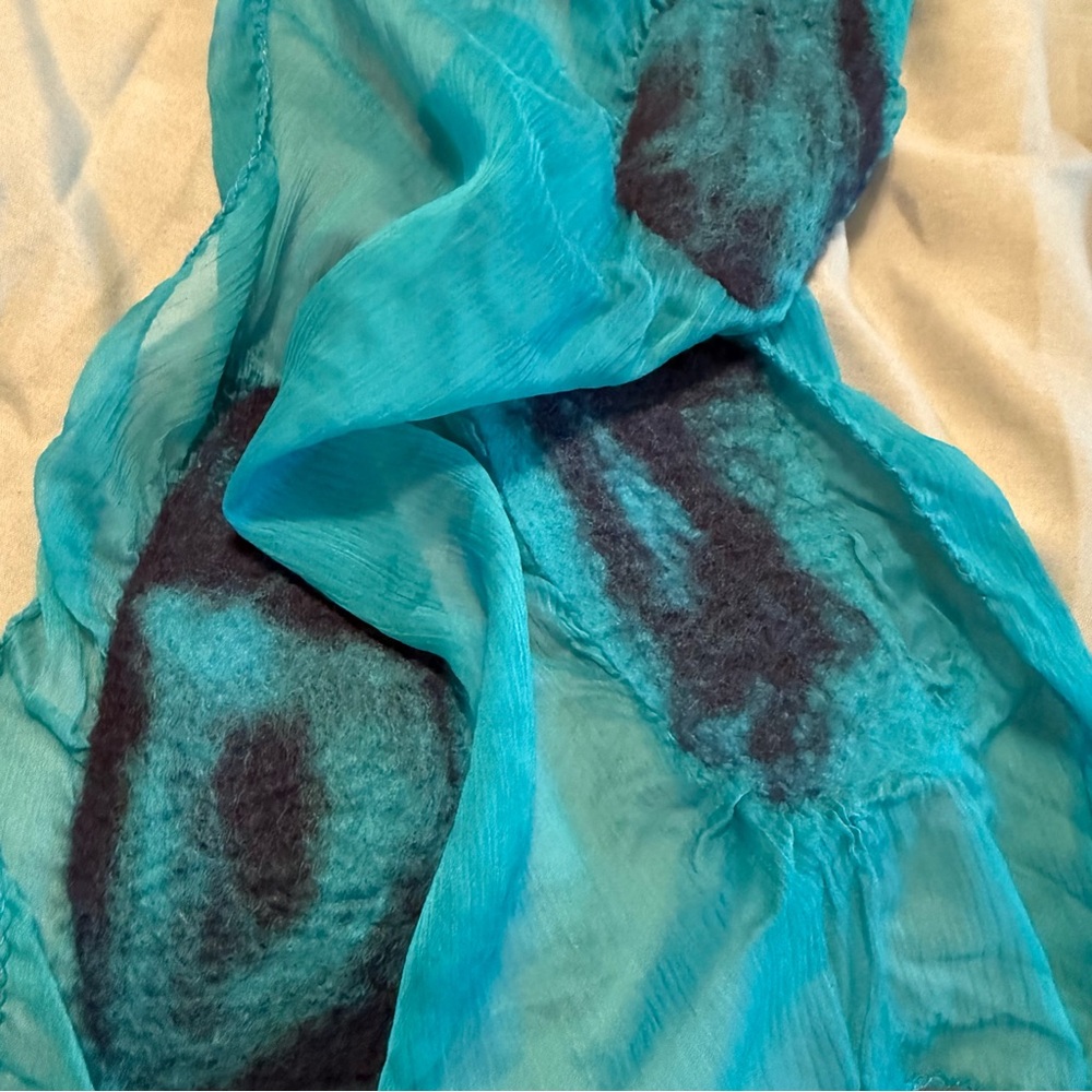 Turquoise, blue, navy blue Scarf multi texture pure accessory